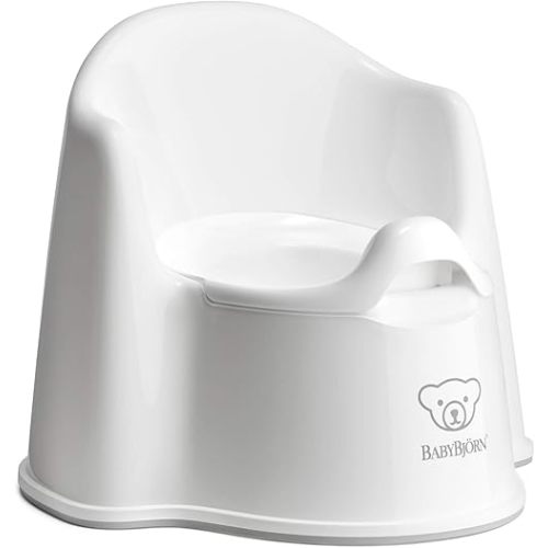 BabyBjörn Potty Chair, White/Gray | Potty Training Toilet, Easy-to-Clean, Removable Inner Potty, Non-Slip