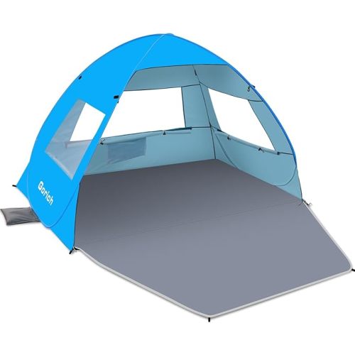 Gorich Easy Pop Up Beach Tent for 3-4 Person, UPF 50+ UV Protection Beach Umbrella Sun Shelter, Portable Lightweight Shade with Easy Foldable & Instant Setup