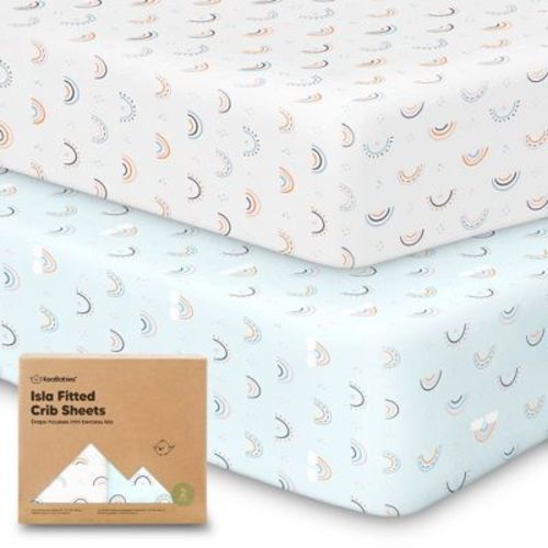 KeaBabies 2pk Isla Fitted Crib Sheets for Boys, Girls, Baby Crib Sheet, Fits Standard Nursery Crib Mattresses (Jolly Rainbow)