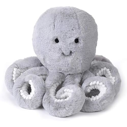 Lambs & Ivy Ocean Blue Plush Gray Octopus Stuffed Animal Toy - Inky
