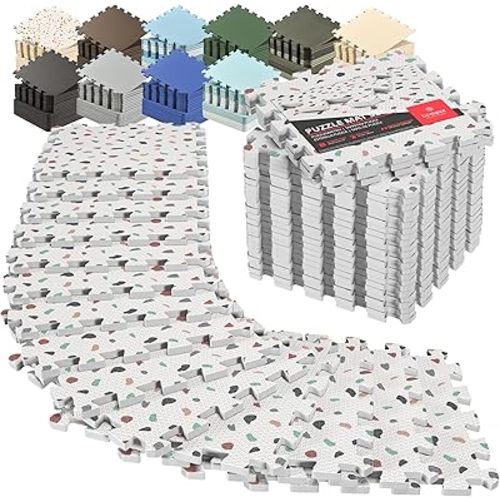 bemaxx Gym Mats Set - 18 pcs EVA Interlocking Foam Floor Tiles (12.6"x12.6"x0.4") 18sqft Protective Gym Flooring Sports Home Workout Exercise Mats Puzzle Garage Fitness Play-Room Garage Pool Treadmill