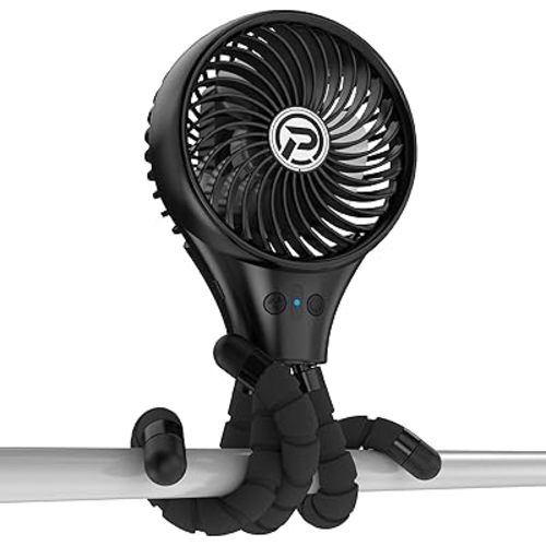 KITWLEMEN Baby Stroller Fan, Oscillating Clip on Fan with tripods, 11Hour Battery Operated Small Portable Fan for Crib Treadmill Car Seat Travel