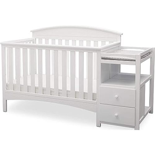 Delta Children Abby Convertible Crib and Changer, Bianca White