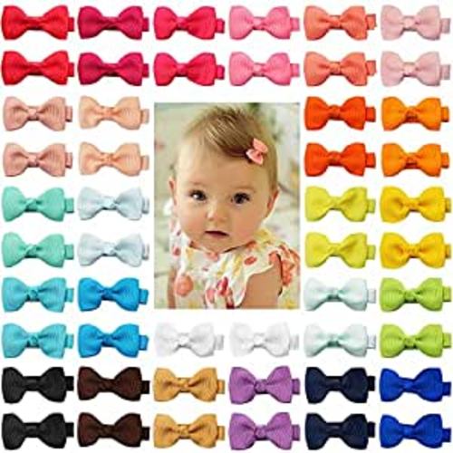 Amazon.com: CÉLLOT Baby Hair Clips 50 Pieces 25 Colors in Pairs Baby Girls Fully Lined Baby Bows Hair Pins Tiny 2" Hair Bows Alligator Clips for Girls Infants Toddlers : Baby