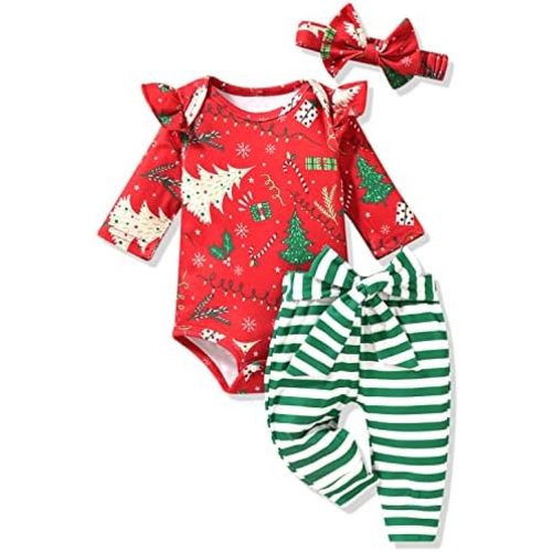 Aalizzwell Preemie Newborn Infant Baby Girls Clothes Ribbed Romper Bodysuit Pants Set Fall Winter Outfits
