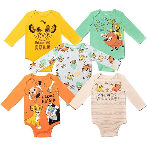 Disney Lion King Winnie the Pooh Nightmare Before Christmas Mickey Mouse Baby 5 Pack Bodysuits Newborn to Infant