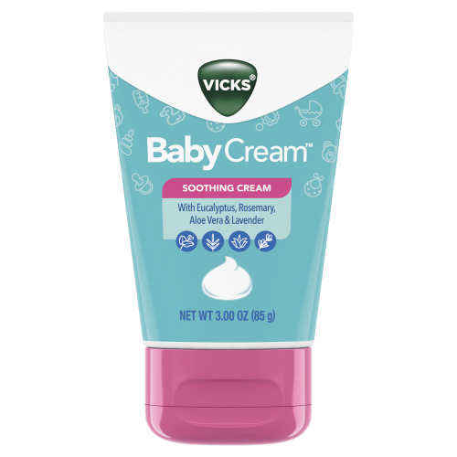 Vicks Baby Cream, Soothing Non-Medicated Vapor Cream for Babies with Aloe Vera, 3 Oz