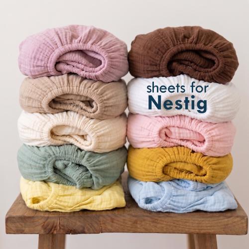 Organic Muslin Fitted Sheet for Nestig Cribs: Soft Baby Bedding