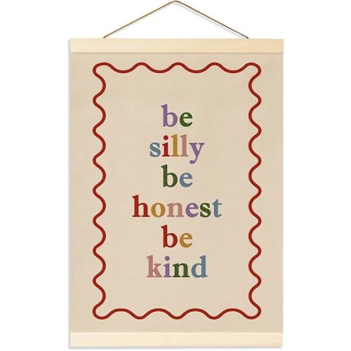 Inspirational Wall Art Banner For Toddler Room Decor, Therapy Office Decor, Kids Toddler Room Nursery Playroom, Be Silly, Be Honest, Be Kind Hanging Flag Banner