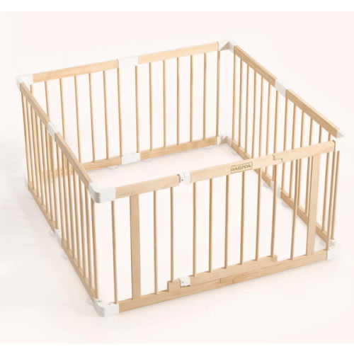 HARPPA Baby Gate Playpen, DIY Foldable Wooden Play Gate, Non-Toxic Foldable Wooden Play Yard for Babies & Toddlers, Adjustable DIY Baby Fence, Large & Small Safe Play Area, Easy-Assembly Natural Finish Indoor Playpen, DIY Playpen Foldable Wooden Playpen,
