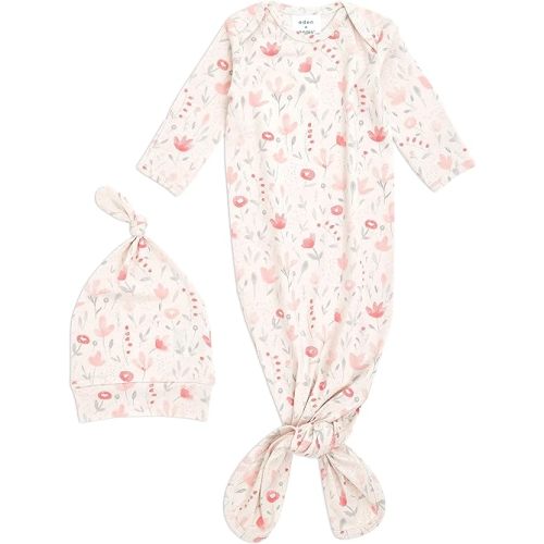 aden + anais Comfort Knit Knotted Newborn Baby Gown and Hat, 2 Piece Set, 0-3 Months