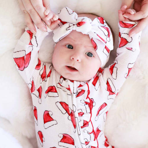 Christmas Bamboo Waffle Zipper Footies