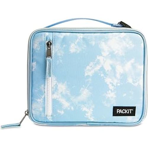 PackIt Freezable Classic Lunch Box, Blue Sky, Built with EcoFreeze Technology, Collapsible, Reusable, Zip Closure With Zip Front Pocket and Buckle Handle, Perfect for School Lunches