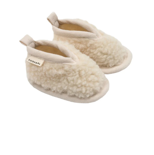 Baby Sheepskin Booties - Sheepskin Leather Soled Booties in "Milk" – BINIBAMBA