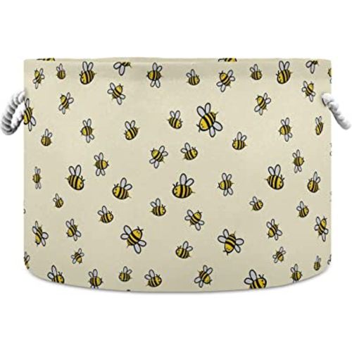 visesunny Cute Bee Pattern Laundry Baskets Fabric Storage Bin Storage Box Collapsible Storage Basket Toy Clothes Shelves Basket for Bathroom,Bedroom,Nursery,Closet,Office