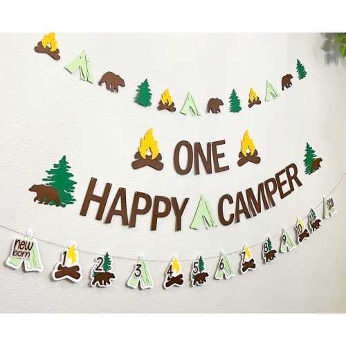 "One Happy Camper" Birthday Banner made by Aunt Maj