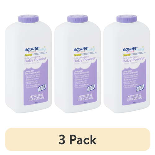 (3 pack) Equate Pure Cornstarch Baby Powder with Lavender and Chamomile, 22 oz