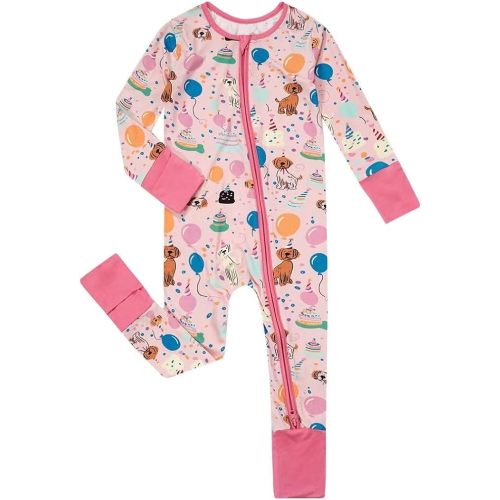 Teach Leanbh Unisex Baby Bamboo Viscose Pajamas with Mittens and Feet Cuffs Soild Printing 2 Way Zipper Long Sleeve Romper