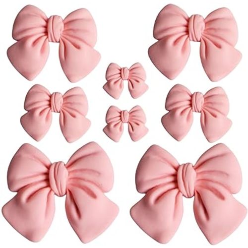 8Pcs Coquette Bows Shoe Charms Pink Sandals Charms Cute Design for Shoes Decorations Easy to Install for Kids and Adults
