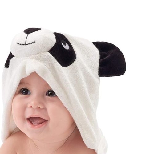 HIPHOP PANDA Baby Hooded Towel - Rayon Made from Bamboo, Soft Hooded Cute 3D Panda Bath Towel for Babie, Toddler,Infant, Natural Swim Towel Perfect for Newborn - (Panda, 30 x 30 Inch) - 30x30 Inch (Pack of 1)