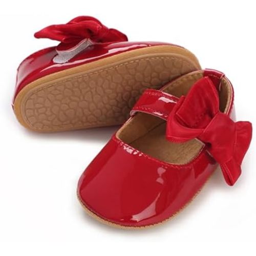COSANKIM Baby Girls Mary Jane Shoes Soft Sole Infant Shoes Bowknot Princess Wedding Non Slip Toddler First Walker Crib Dress Shoes