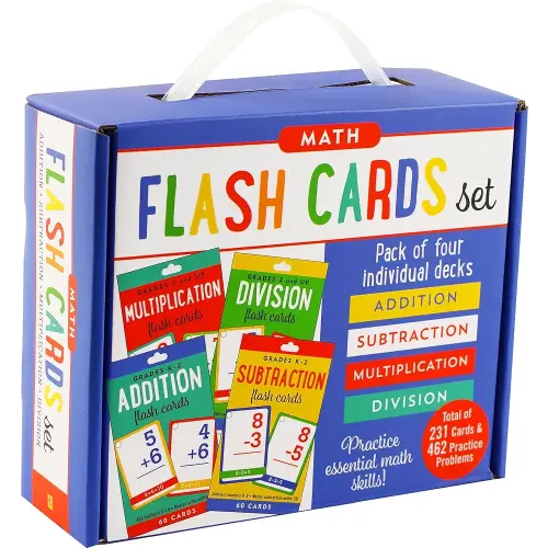 Essential Math Flash Cards Set - Addition, Subtraction, Multiplication, and Division (4 pack set)