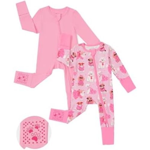 PATPAT Baby Footie Mitten - Supersoft Bamboo Viscose - Infant Clothes Girls Boys - 2 Way Zipper Anti Slip Long Sleeve Romper
