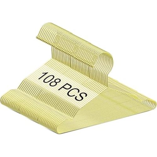 Jetec 108 Pcs 12 Inch Gold Kids Baby Hangers Metal Children's Closet Clothes Hangers for Space Saving, Hanging Coats, Pants & Clothes (Gold)