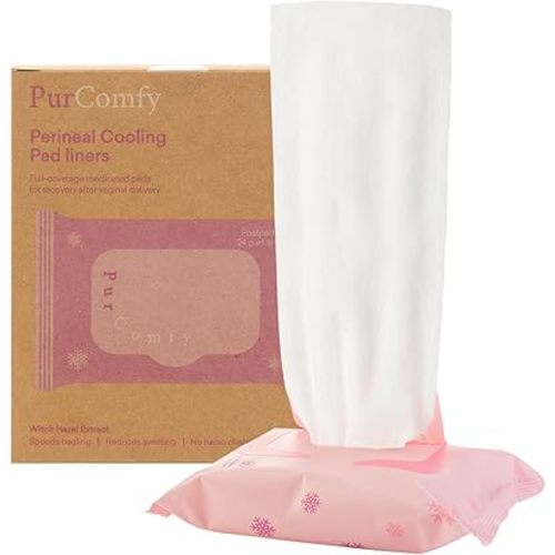 Perineal Cooling Pad Liners, Witch Hazel Long Pad Liners for Postpartum Care, Postpartum Essentials for Pain Relief After Birth - 24 Count