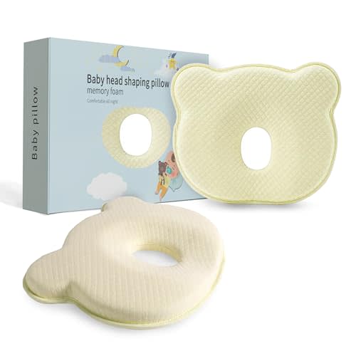MarBoost Soft and Breathable Pillow with Memory Foam and Bear Design (Soft Yellow)