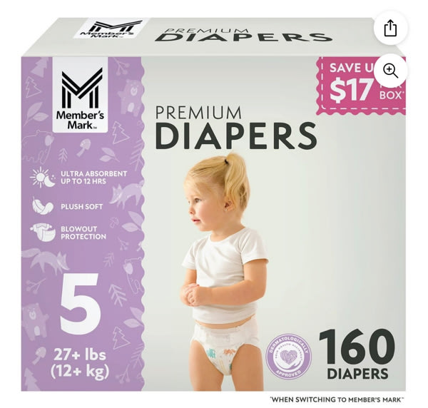 Member's Mark Premium Baby Diapers, Sizes Newborn - 8 - Samsclub.com
