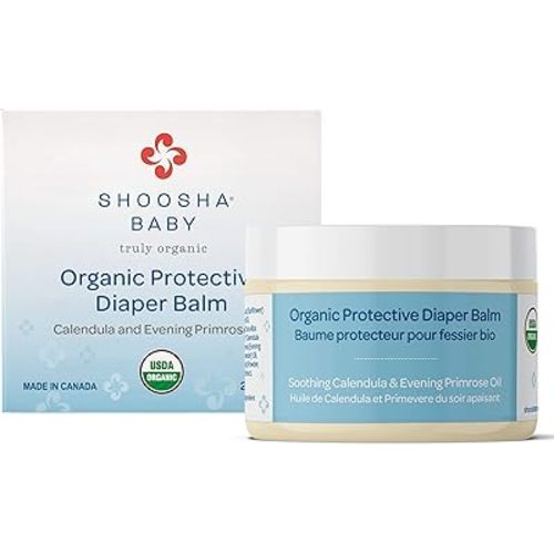 Shoosha Organic Diaper Balm for Sensitive Skin, Baby Diaper Rash Cream, Gluten-Free, Fragrance-Free, Hypoallergenic, 100% Biodegradable