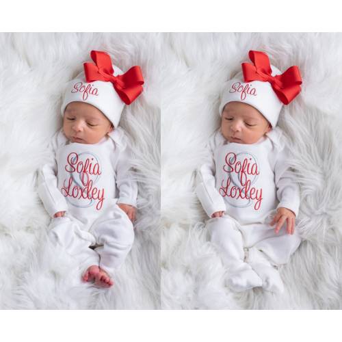 Newborn Girl Coming Home Outfit Newborn Girl Clothes Personalized Baby Girl Gift Personalized Baby Girl Outfit Baby Girl Sleeper