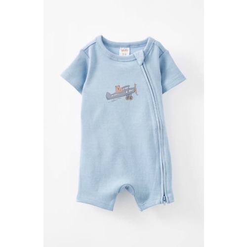 The Billie Short Sleeve Zip Romper, 0-3M