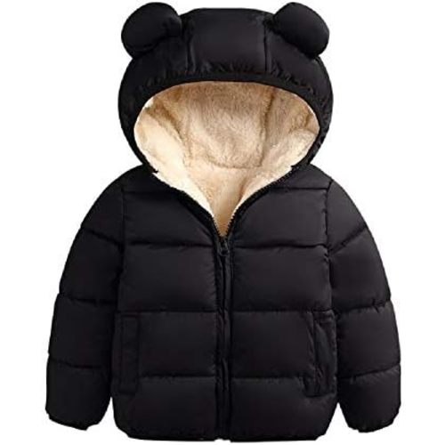 Winter Infant Kids Baby Girls Boys Hooded Snowwear with Bear Ears Toddler Outerwear Lining Coat Warm Jacket