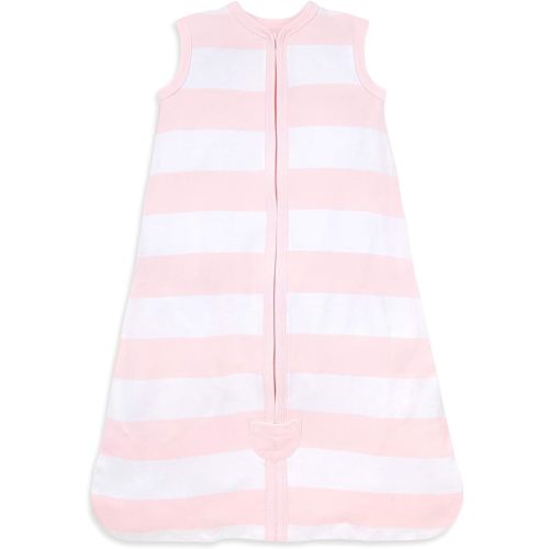 Burt's Bees Baby Beekeeper Infant Wearable Blanket, 100% Organic Cotton Unisex, Girl, Boy Swaddle Transition Sack - Light Weight 0.5 TOG or Medium Weight 1.5 TOG - Newborn Essentials Sleep Clothes - Lightweight (0.5 TOG) - Small - Rugby Stripe Blossom