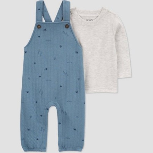 Carter's Just One You® Baby Boys' Quilted Undershirt & Bottom Set - Blue/Gray, Size: 3M
