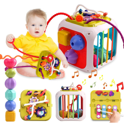 PayUSD 7-in-1 Baby Sensory Toys for 1 2 Year Old , Toddlers Toys for Boys Girls, Baby Toys 6-12-18 Months Fine Motor Skills Developmental Toys, Christmas Birthday Gifts Learning Infant Toys