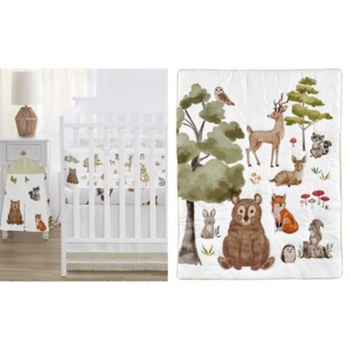 Sweet Jojo Designs Gender Neutral Crib Bedding + BreathableBaby Breathable Mesh Liner Watercolor Woodland Forest Animals 6pc
