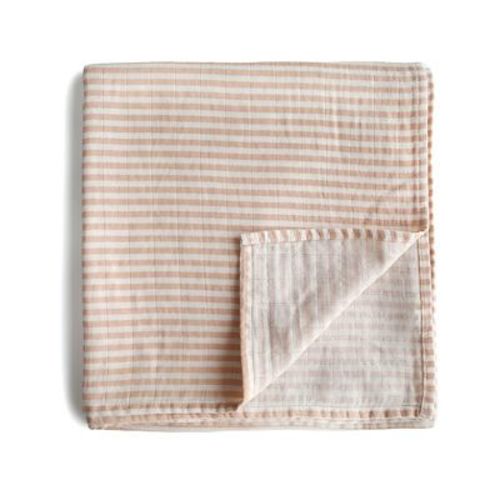 Organic Cotton Muslin Swaddle Blanket Retro Stripes One Size