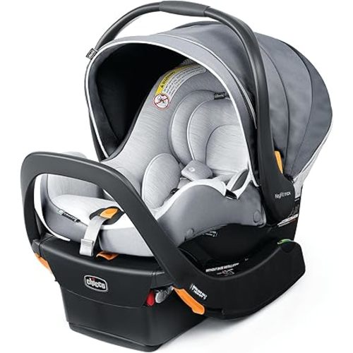 Chicco KeyFit® Max Zip ClearLux™ Infant Car Seat and Base, Rear-Facing Seat for Infants 4-30 lbs., Zip-Open Privacy Shield, Compatible with Chicco Strollers, Baby Travel Gear | Verona/Grey