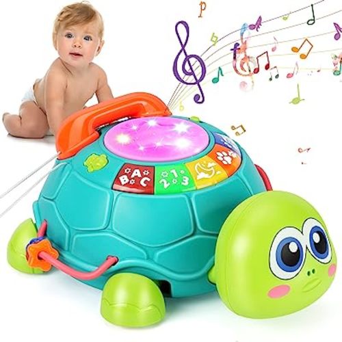 Musical Turtle Baby Toys 6 to 12 Months, Infant Light up Music Toys Tummy Time Development, Crawling Toy for 7 8 9 10+ Month Old, Easter Christmas for Babies 4 5 6 12 Month Boy Girl