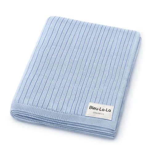Bleu La La 100% Luxury Organic Cotton Ribbed Baby Swaddle Blanket for Newborn and Infant Boys and Girls - Sky Blue