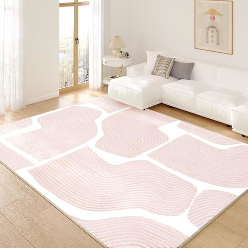 Area Rug 8x10 Modern Abstract Style Pink Living Room Rug Rugs for Bedroom