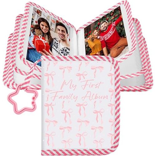 My First Family Album for Baby Holds 17 4x6 Pictures Baby Photo Album Soft Cloth Book for Kids Toddlers Family Memory Gift
