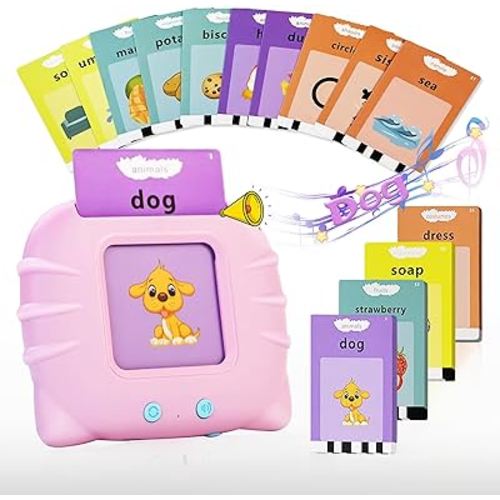Talking Flash Cards-Alphabet Pocket Speech Toys -224 Signt Words of 12 Varieties- Therapy Autism Sensory Toys for Autism Children-Educational Toddler for 2-4 Years Old Kids Gifts-Pink