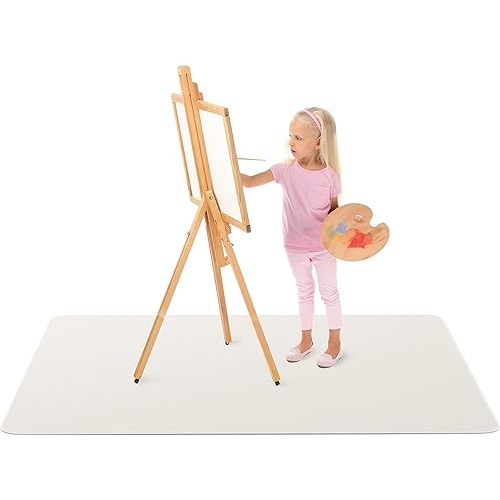 Super Jumbo Splat Mat – 60” x 60” Extra Large Waterproof and Washable Protective Mess Mat for Floors and Tables During Arts Crafts Painting Playtime and Mess Play (Grey, Jumbo- 5ft x 5ft (60" x 60"))