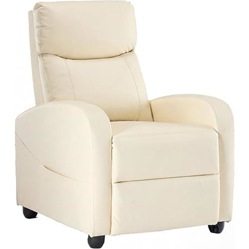 Sweetcrispy Massage Recliner Chair for Adults, Adjustable Home Theater Seating with Lumbar Support for Living Room, Modern Fabric Reclining for Small Space, Beige