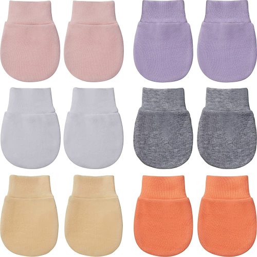 6 Pairs Newborn Baby Mittens No Scratch Gloves Infant Toddler Anti Scratch Essentials Unisex Cotton for 3-9 Months Girls Boys
