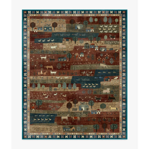 Alder Rust Red & Blue Rug